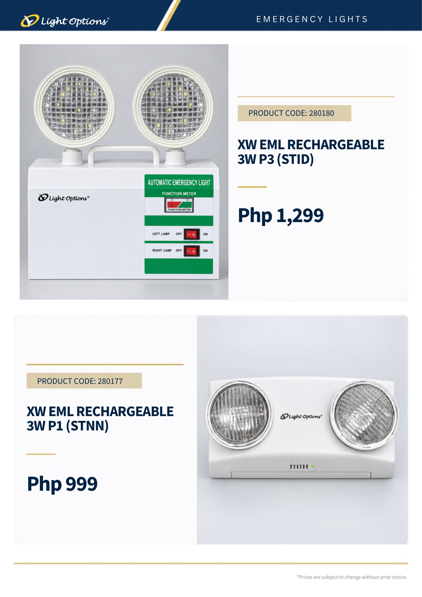 Emergency lights — XW EML Rechargeable 3W P3 (STID)